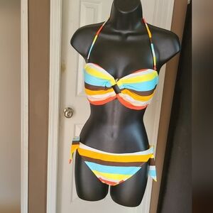 Sun And Sand nylon spandex Orange and Yellow Bikini  Contemporary Style XL